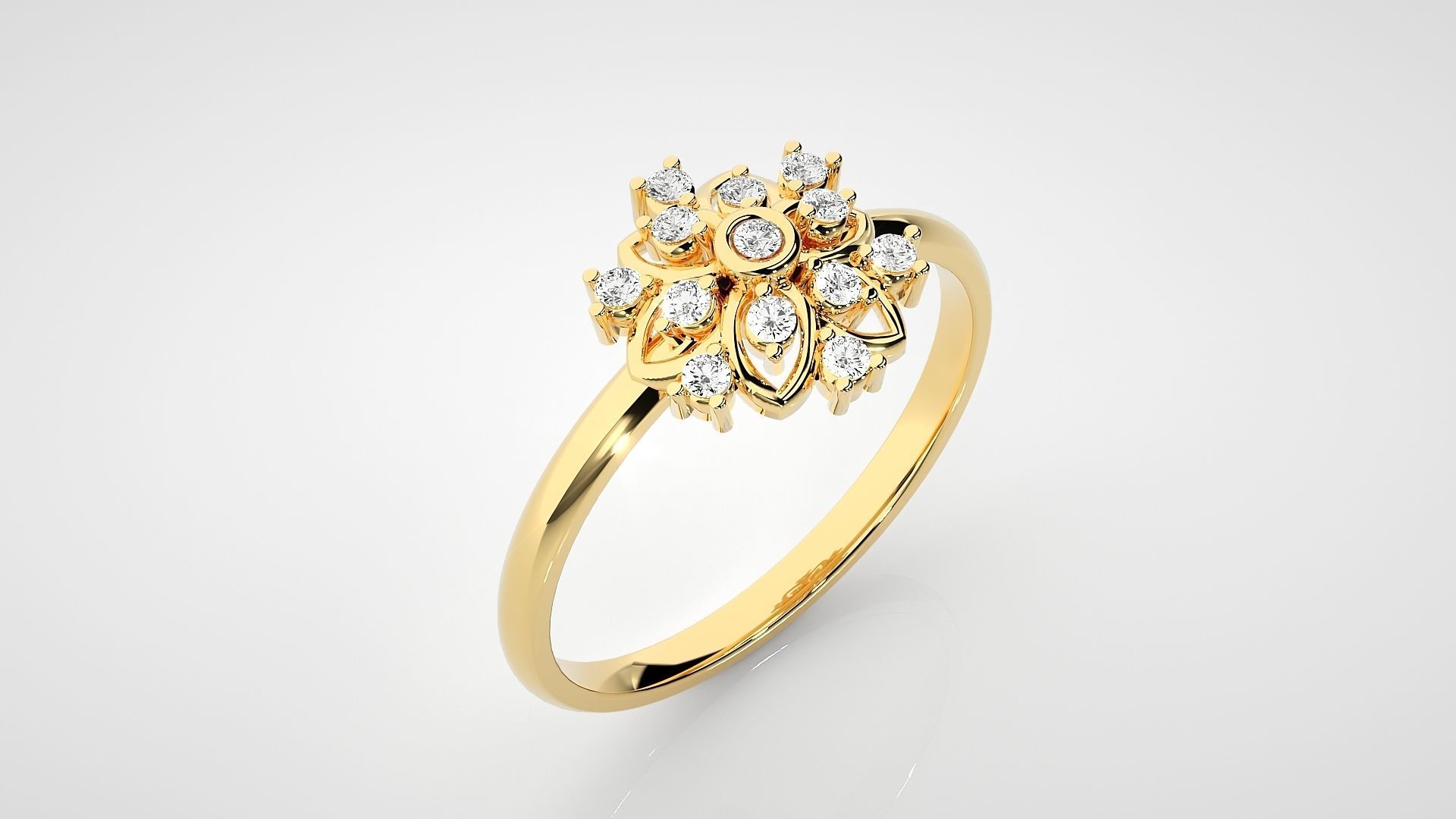 Flower Ultra light wt minimalist Women Ring 3dm stl renders 3D print model_23