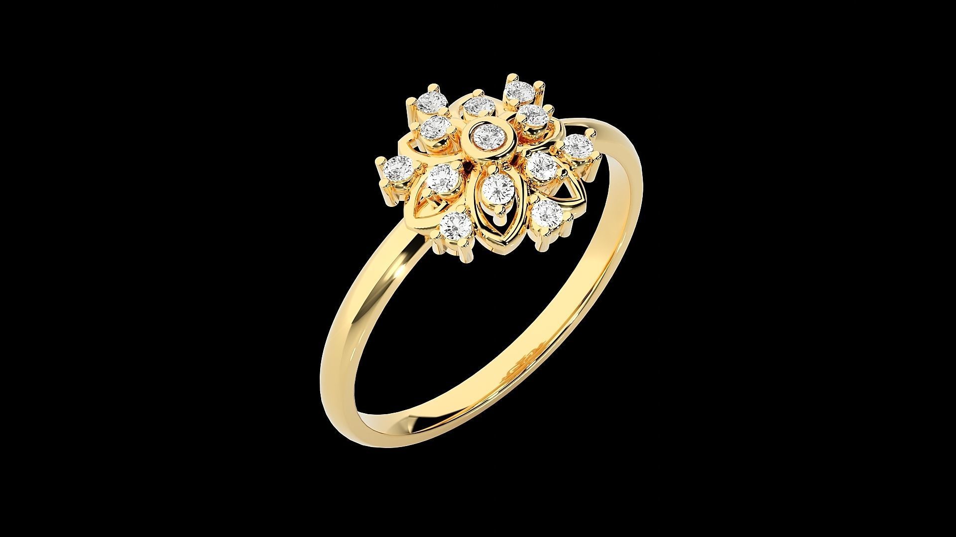 Flower Ultra light wt minimalist Women Ring 3dm stl renders 3D print model_29