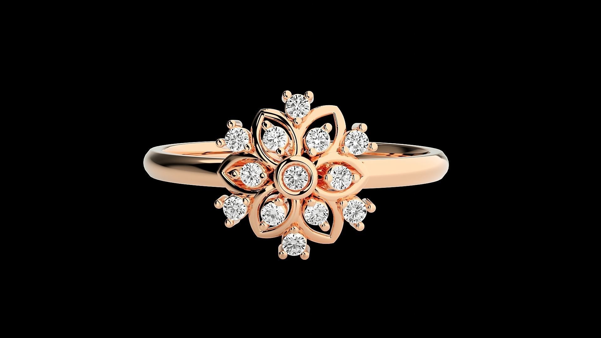 Flower Ultra light wt minimalist Women Ring 3dm stl renders 3D print model_5
