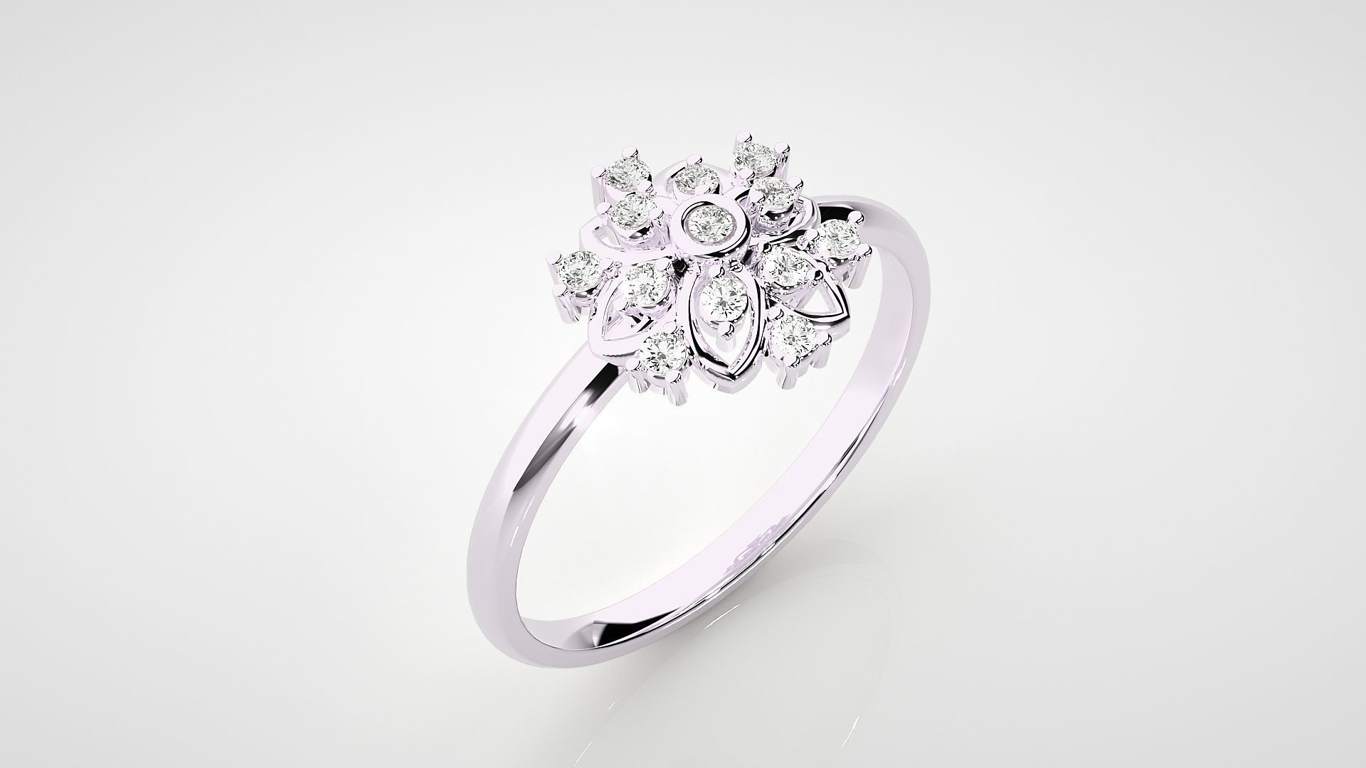 Flower Ultra light wt minimalist Women Ring 3dm stl renders 3D print model_13