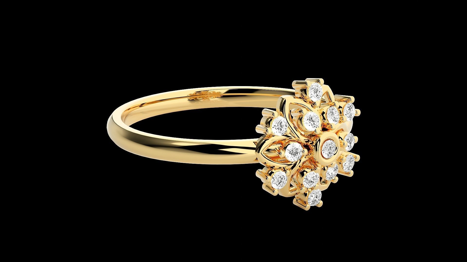 Flower Ultra light wt minimalist Women Ring 3dm stl renders 3D print model_26
