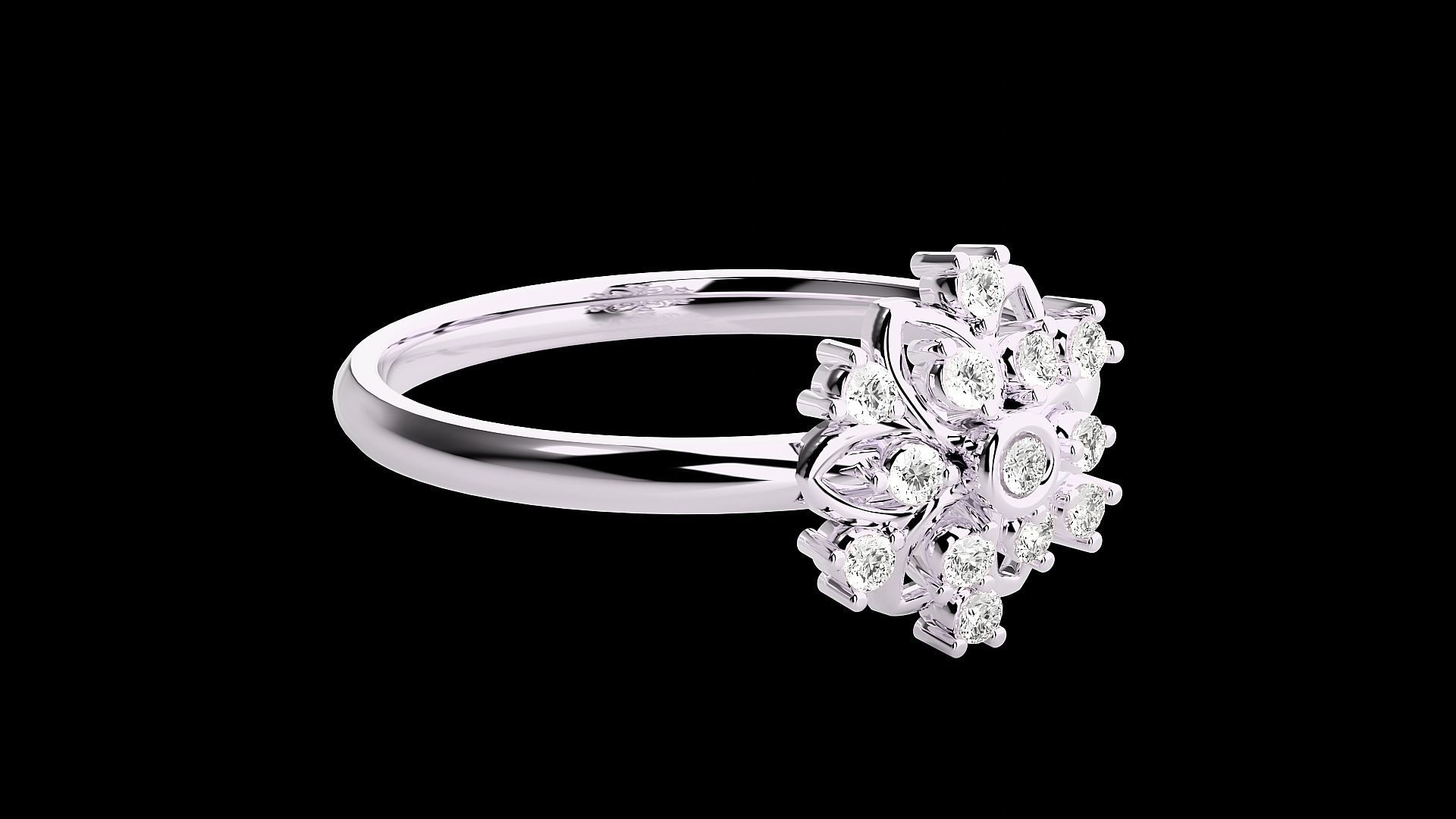 Flower Ultra light wt minimalist Women Ring 3dm stl renders 3D print model_16