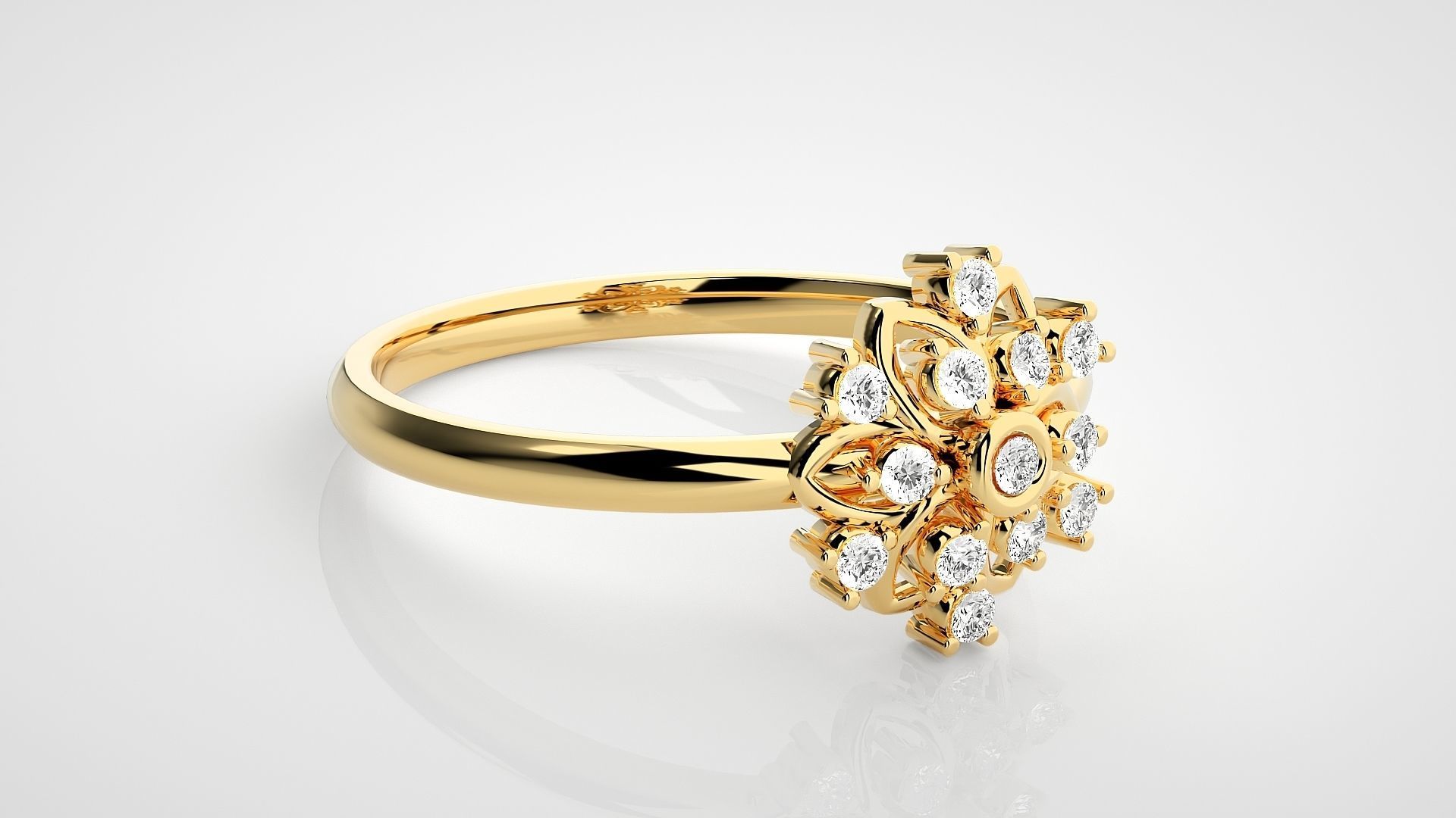 Flower Ultra light wt minimalist Women Ring 3dm stl renders 3D print model_21