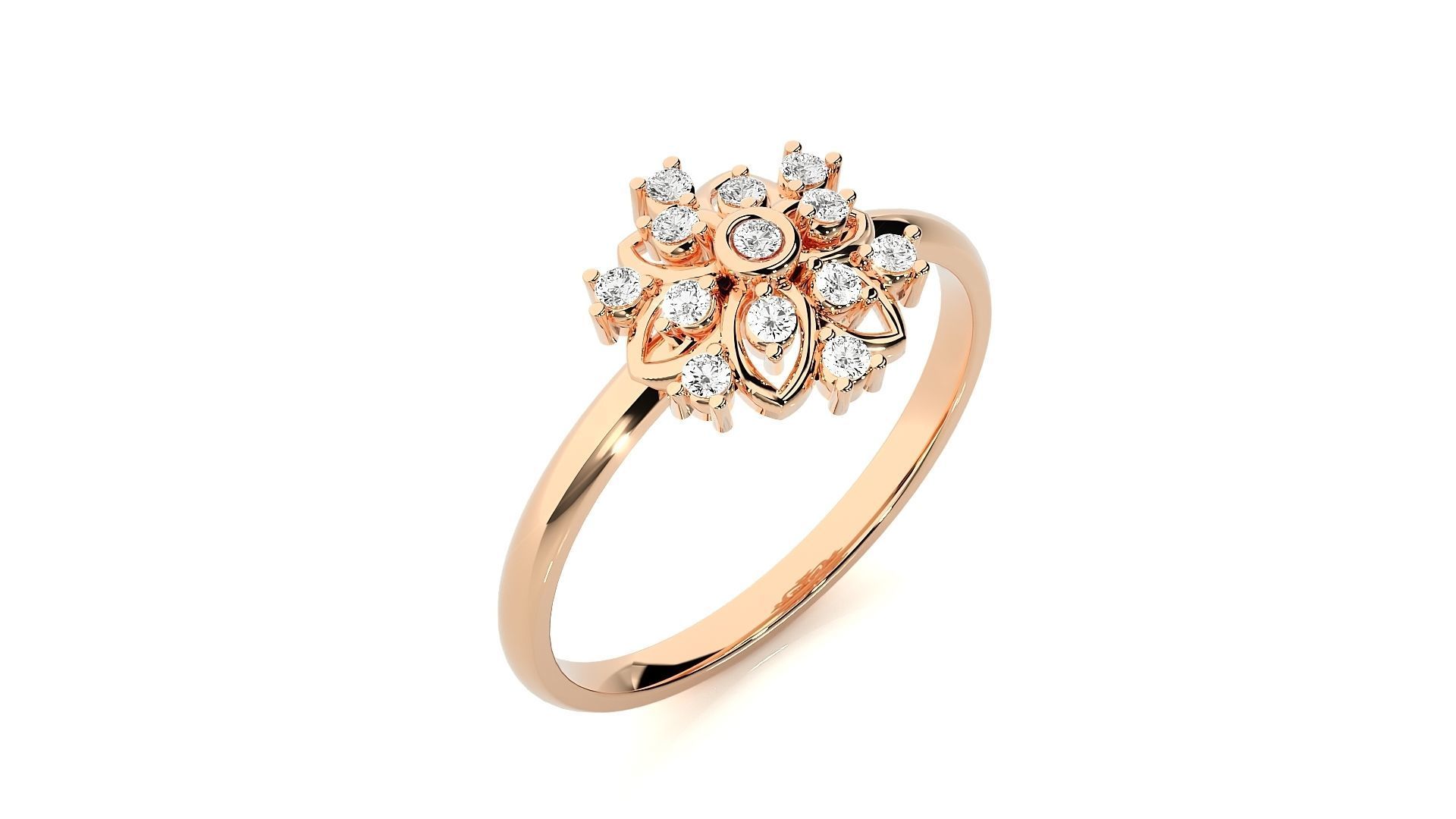 Flower Ultra light wt minimalist Women Ring 3dm stl renders 3D print model_2