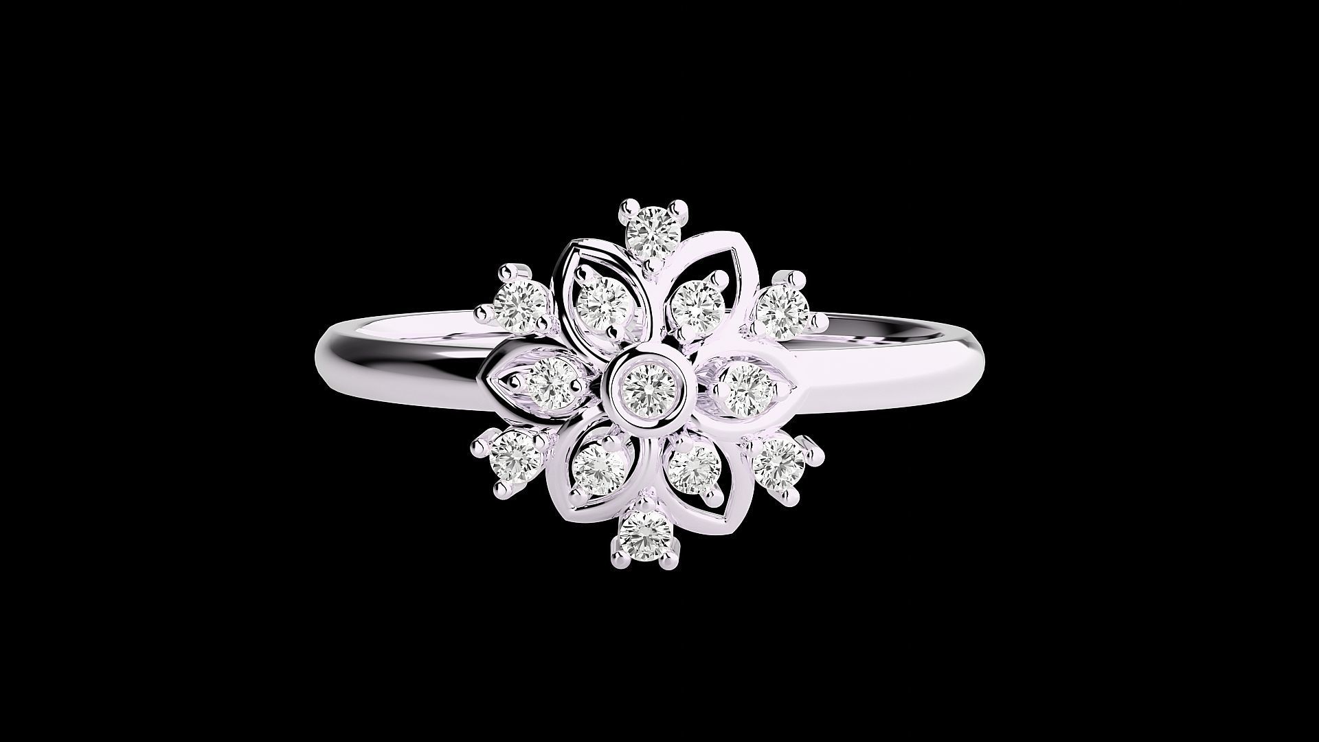 Flower Ultra light wt minimalist Women Ring 3dm stl renders 3D print model_14