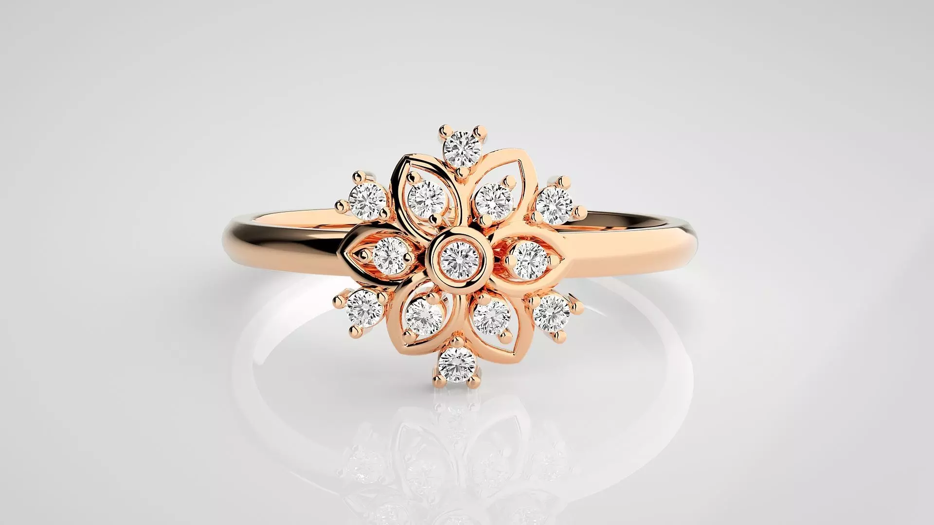 Flower Ultra light wt minimalist Women Ring 3dm stl renders 3D print model_0