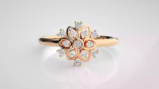 Flower Ultra light wt minimalist Women Ring 3dm stl renders 3D print model