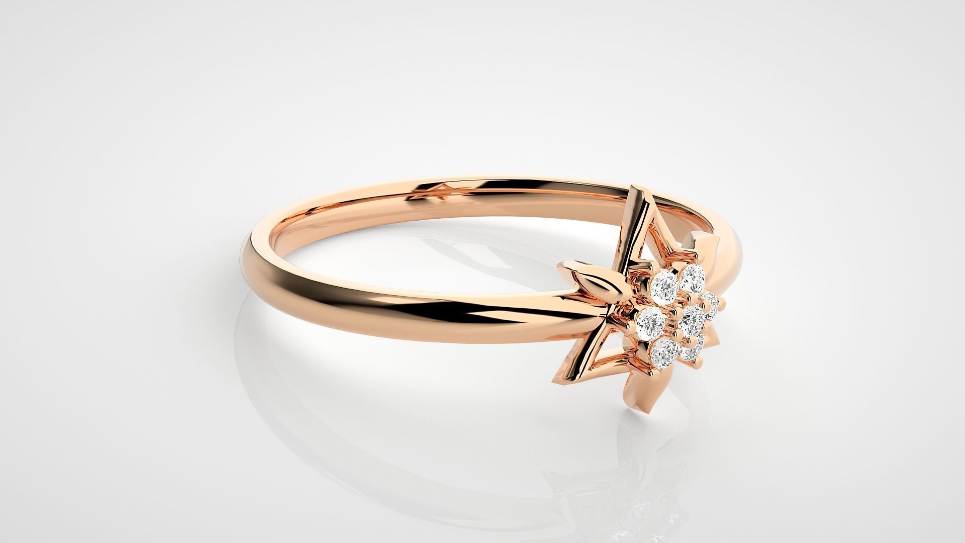 Star Ultra light wt minimalist Women Ring 3dm stl renders 3D print model_1