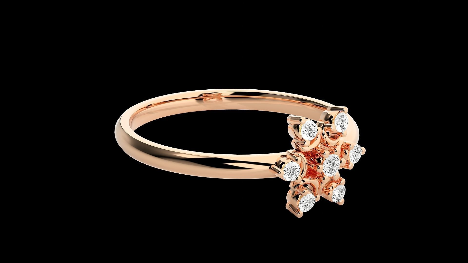 Flower Star Ultra light wt minimalist Women Ring 3dm stl renders 3D print model_6