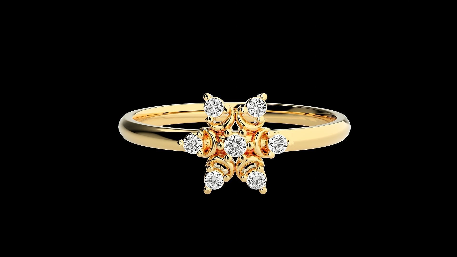 Flower Star Ultra light wt minimalist Women Ring 3dm stl renders 3D print model_23