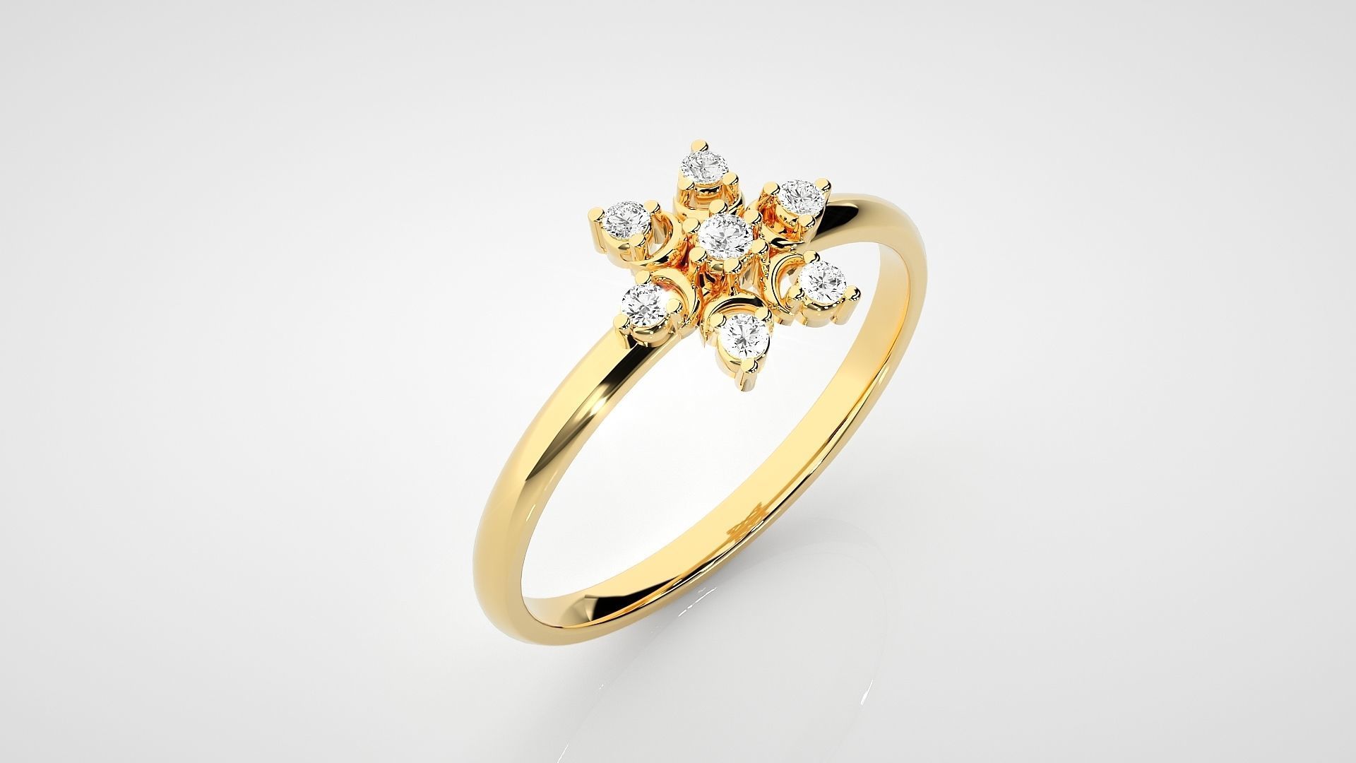 Flower Star Ultra light wt minimalist Women Ring 3dm stl renders 3D print model_21