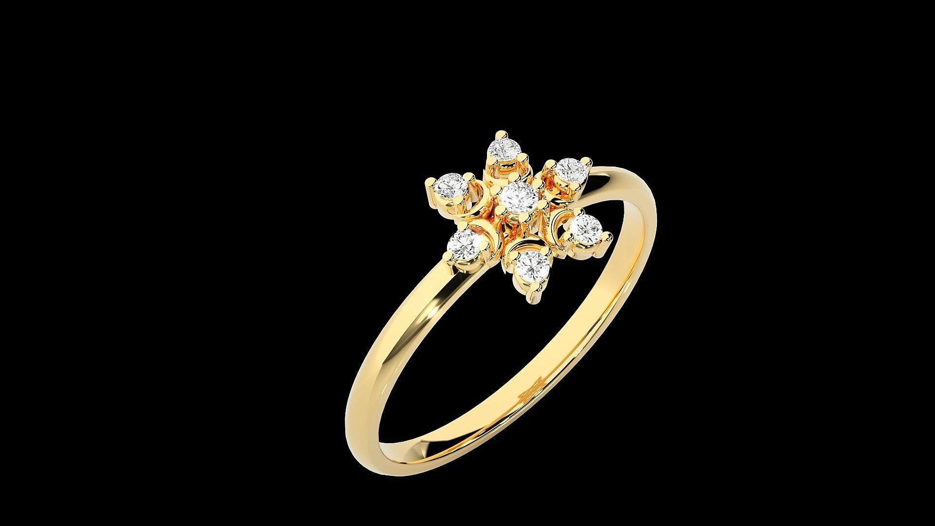 Flower Star Ultra light wt minimalist Women Ring 3dm stl renders 3D print model_26
