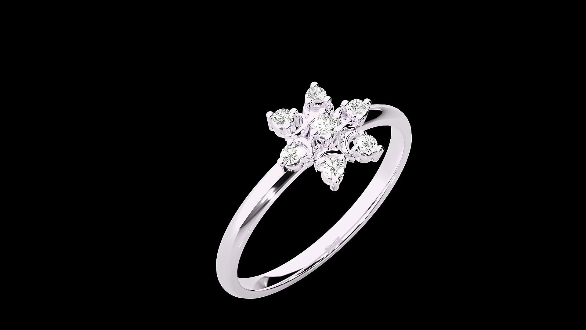 Flower Star Ultra light wt minimalist Women Ring 3dm stl renders 3D print model_17