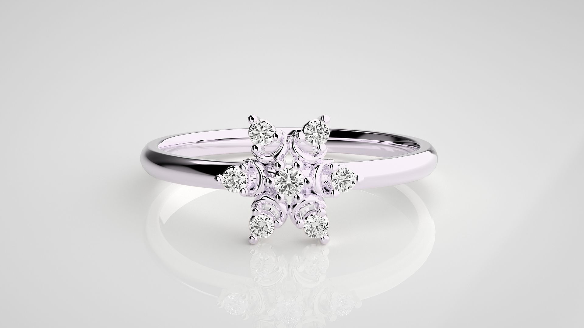 Flower Star Ultra light wt minimalist Women Ring 3dm stl renders 3D print model_10