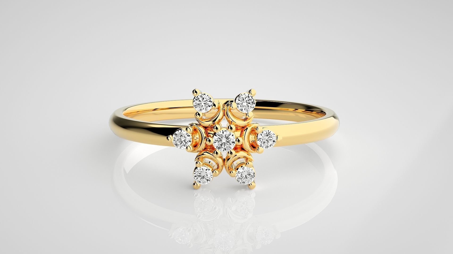 Flower Star Ultra light wt minimalist Women Ring 3dm stl renders 3D print model_19