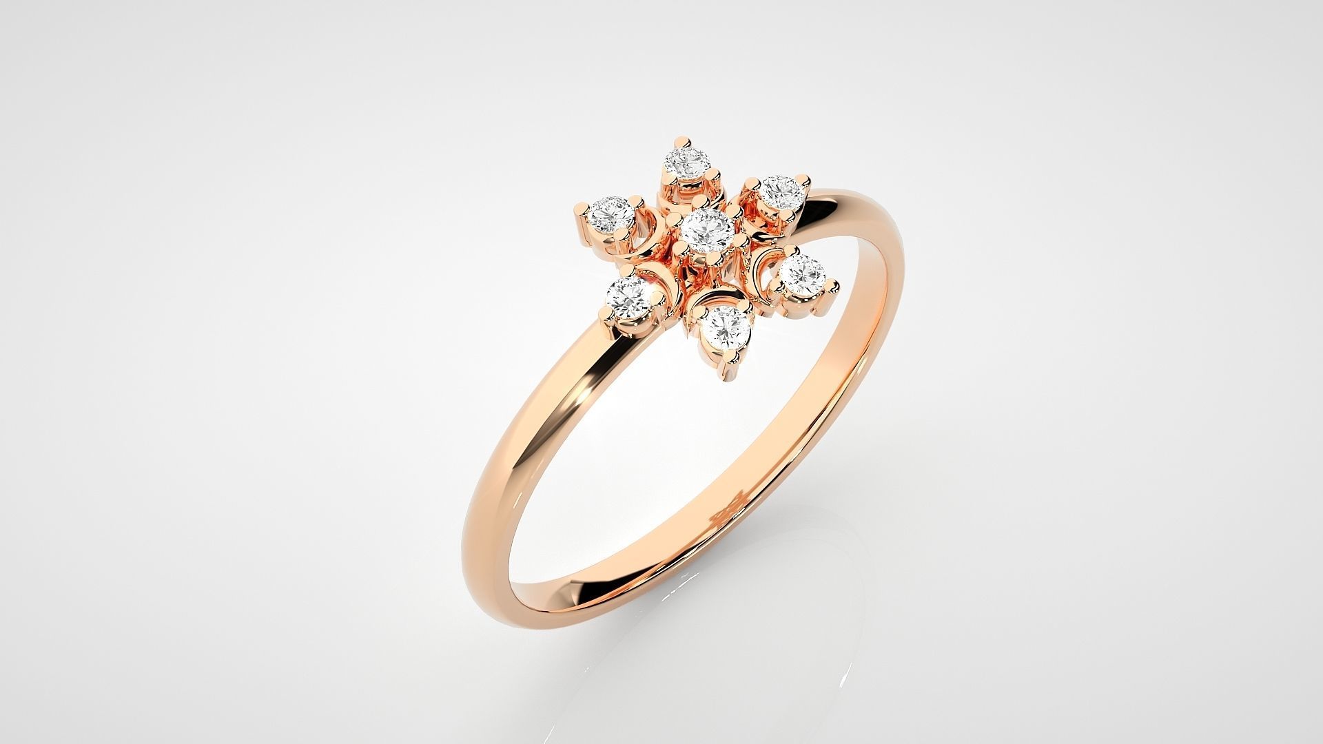Flower Star Ultra light wt minimalist Women Ring 3dm stl renders 3D print model_2