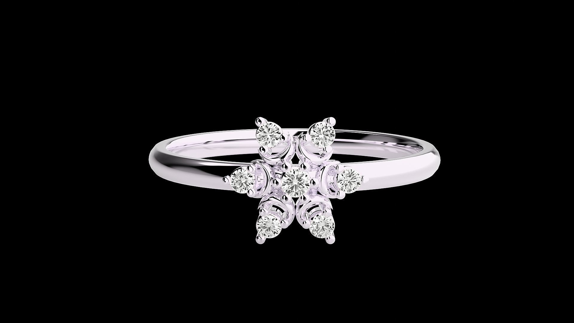 Flower Star Ultra light wt minimalist Women Ring 3dm stl renders 3D print model_14