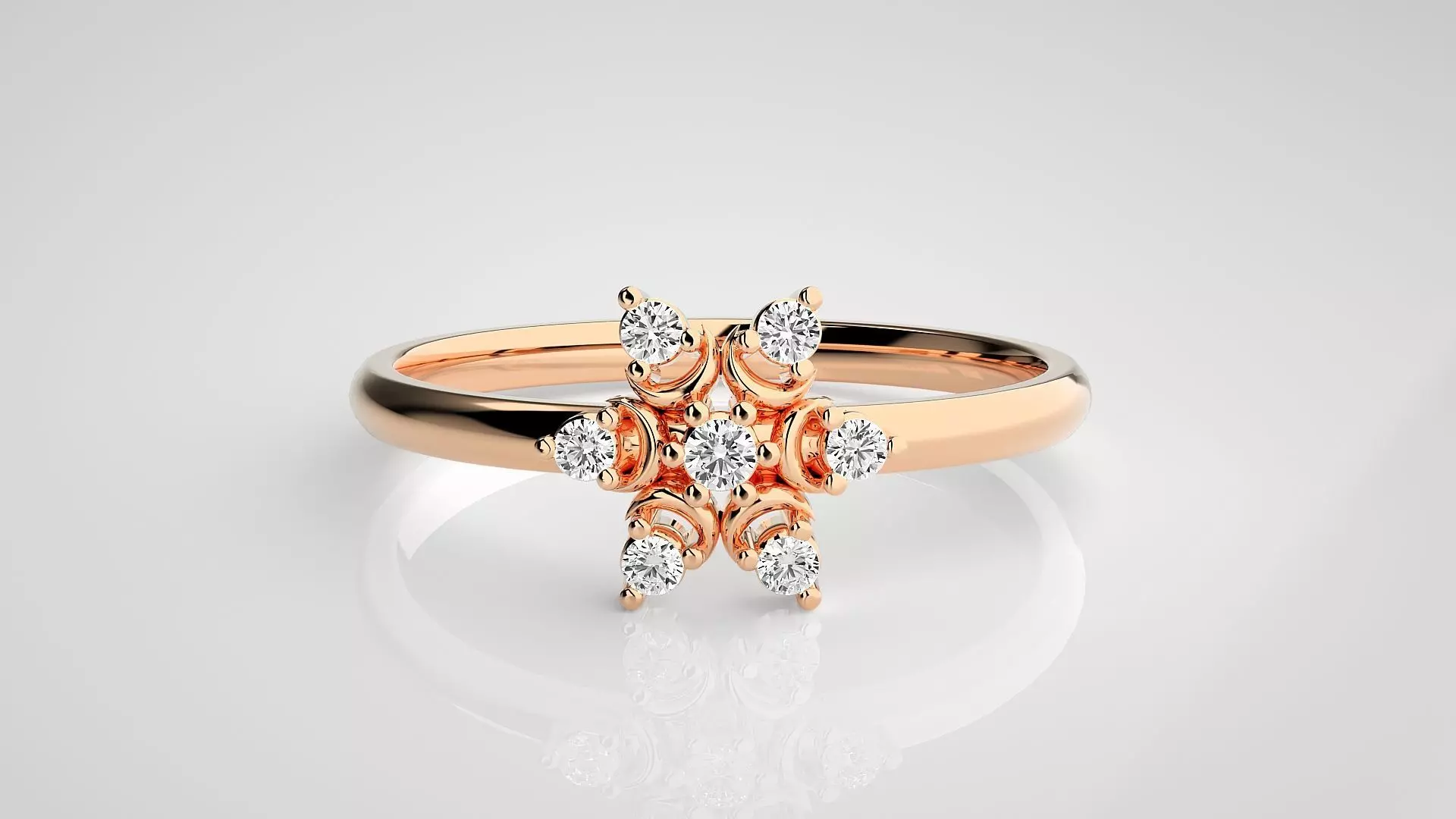 Flower Star Ultra light wt minimalist Women Ring 3dm stl renders 3D print model_0