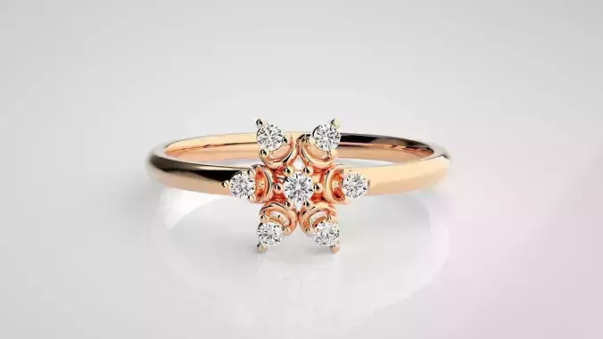 Flower Star Ultra light wt minimalist Women Ring 3dm stl renders 3D print model