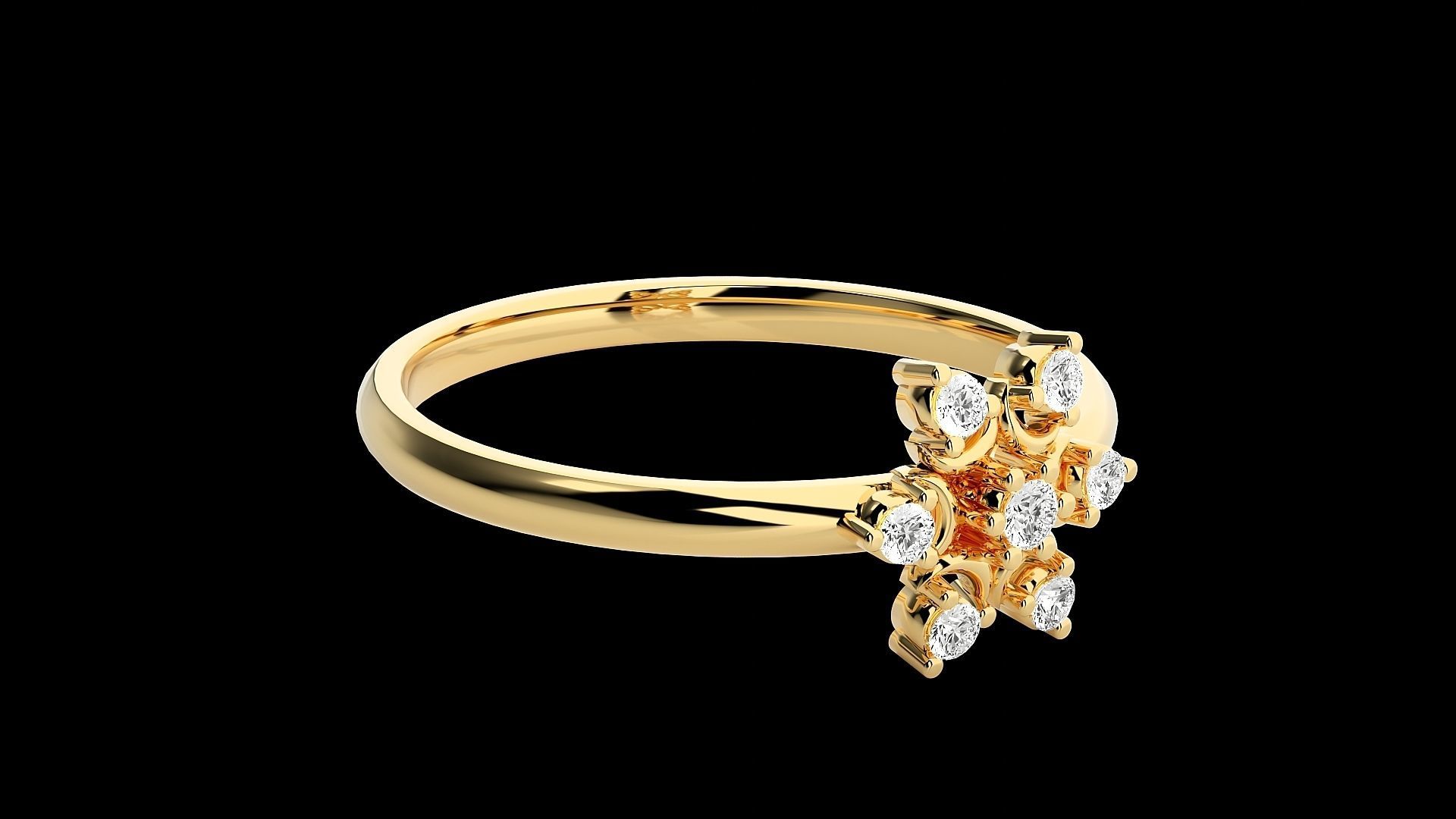 Flower Star Ultra light wt minimalist Women Ring 3dm stl renders 3D print model_24