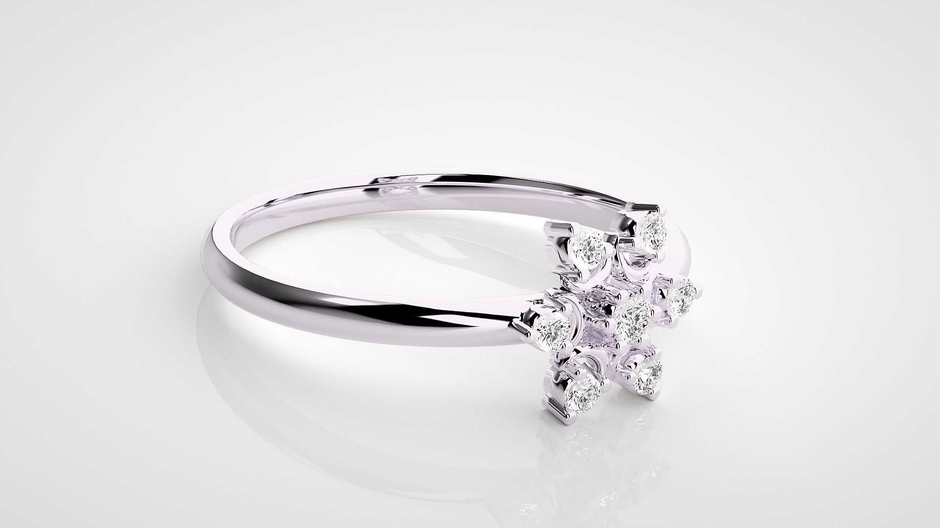 Flower Star Ultra light wt minimalist Women Ring 3dm stl renders 3D print model_11