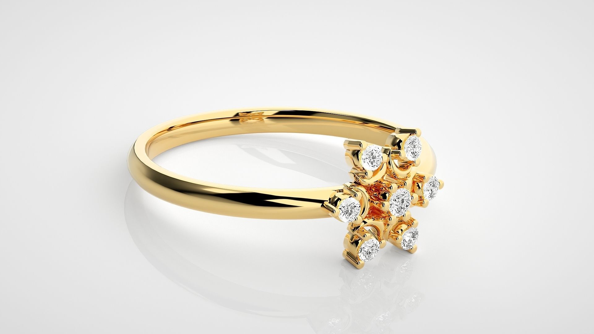 Flower Star Ultra light wt minimalist Women Ring 3dm stl renders 3D print model_20