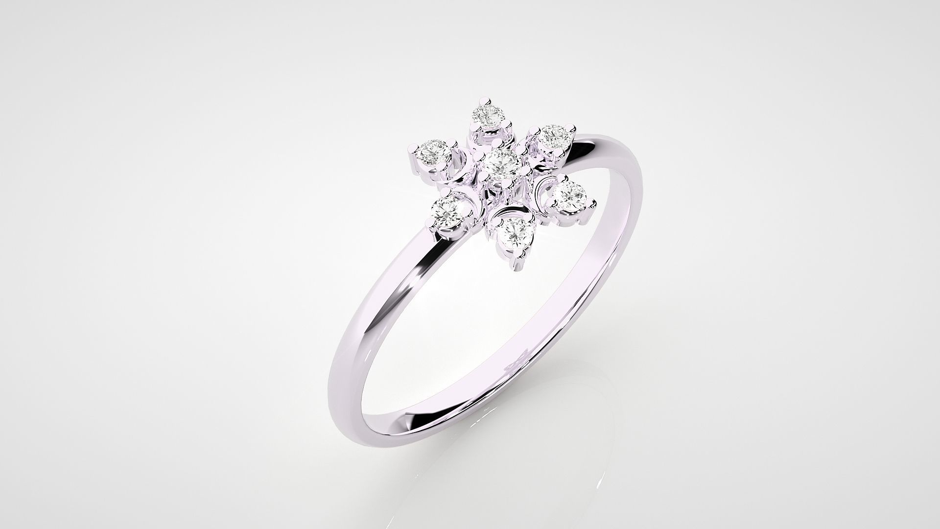 Flower Star Ultra light wt minimalist Women Ring 3dm stl renders 3D print model_12