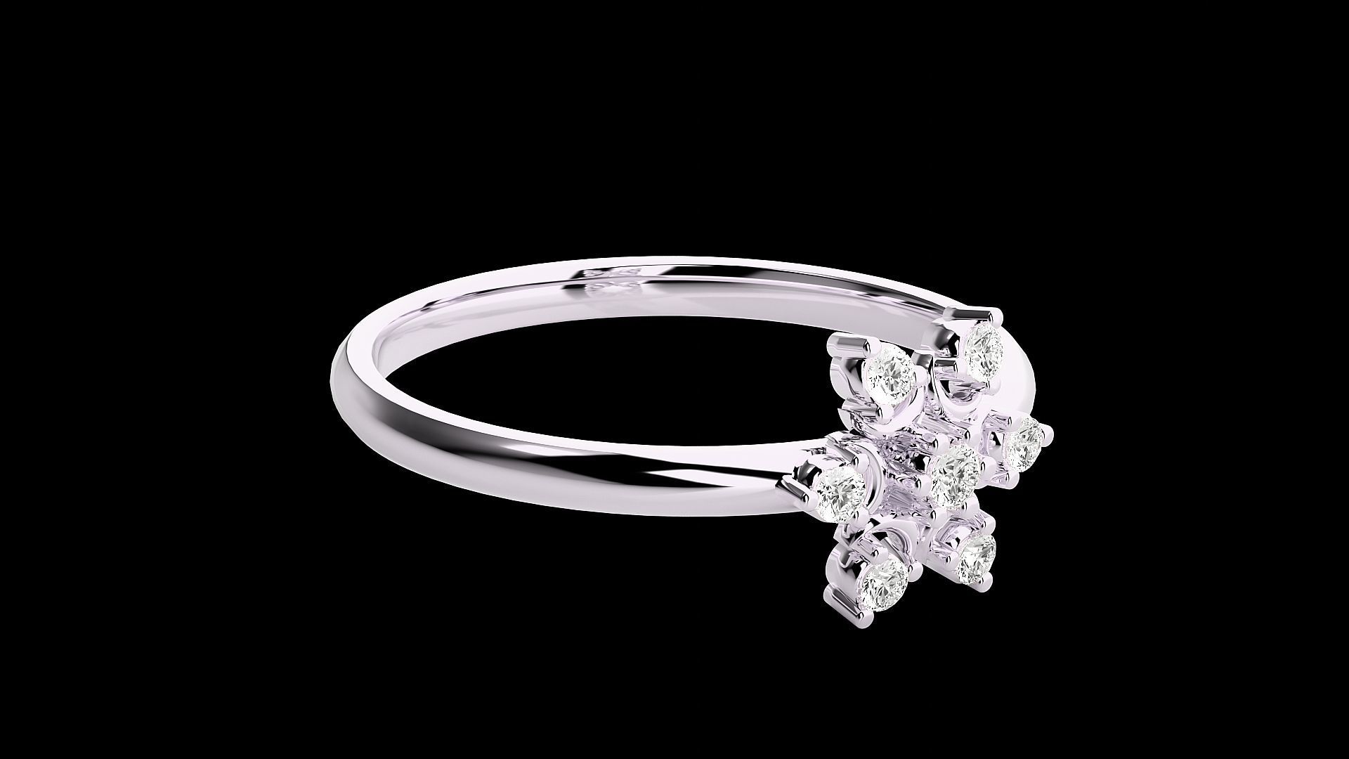 Flower Star Ultra light wt minimalist Women Ring 3dm stl renders 3D print model_15