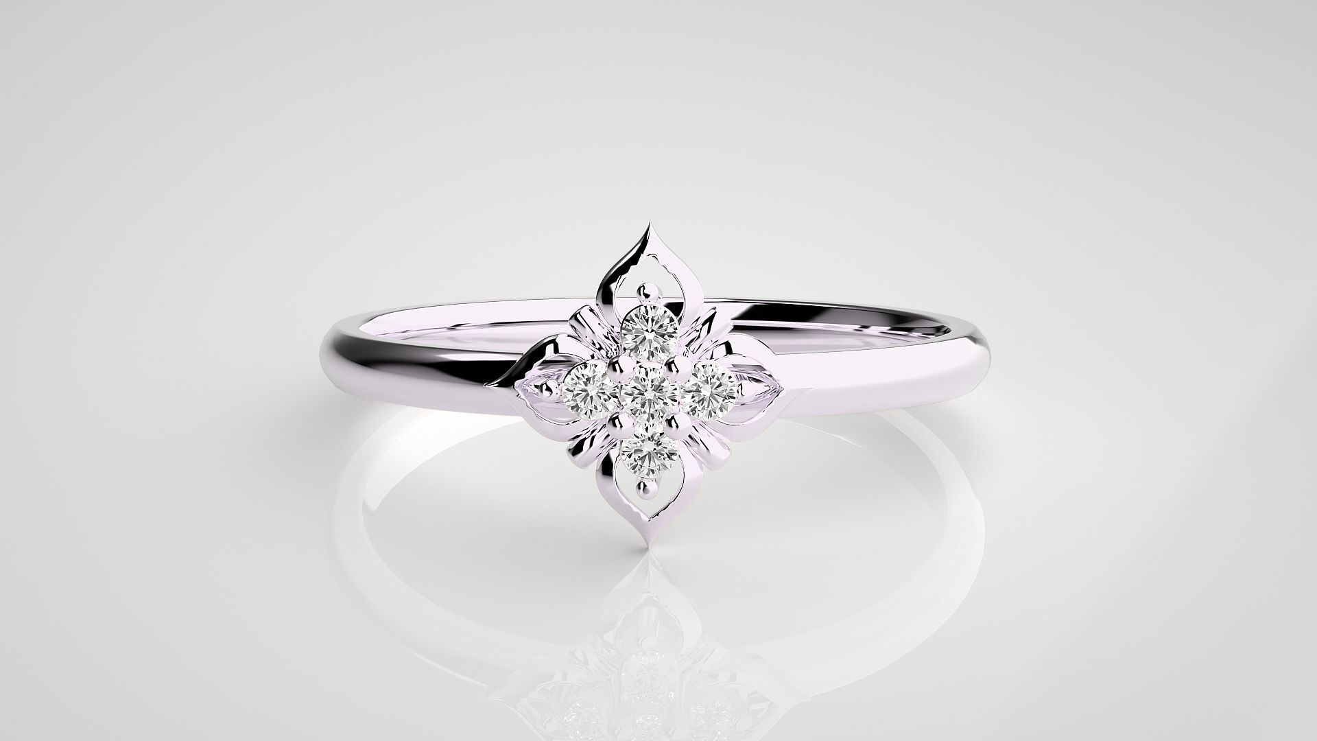 Flower Ultra light wt minimalist Women Ring 3dm stl renders 3D print model_10