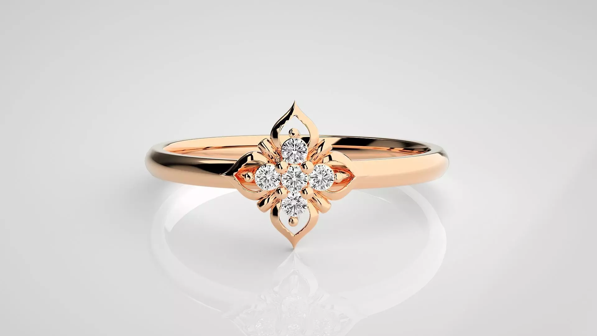 Flower Ultra light wt minimalist Women Ring 3dm stl renders 3D print model_0