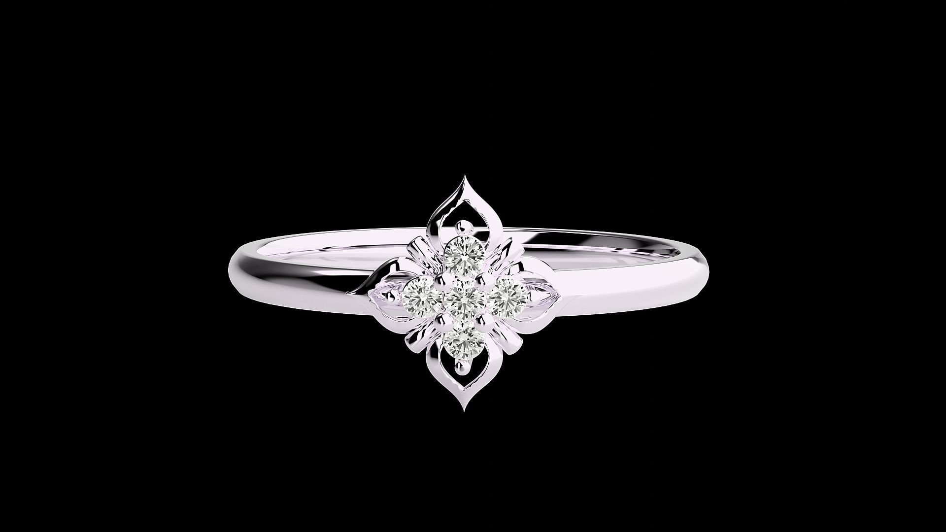 Flower Ultra light wt minimalist Women Ring 3dm stl renders 3D print model_13