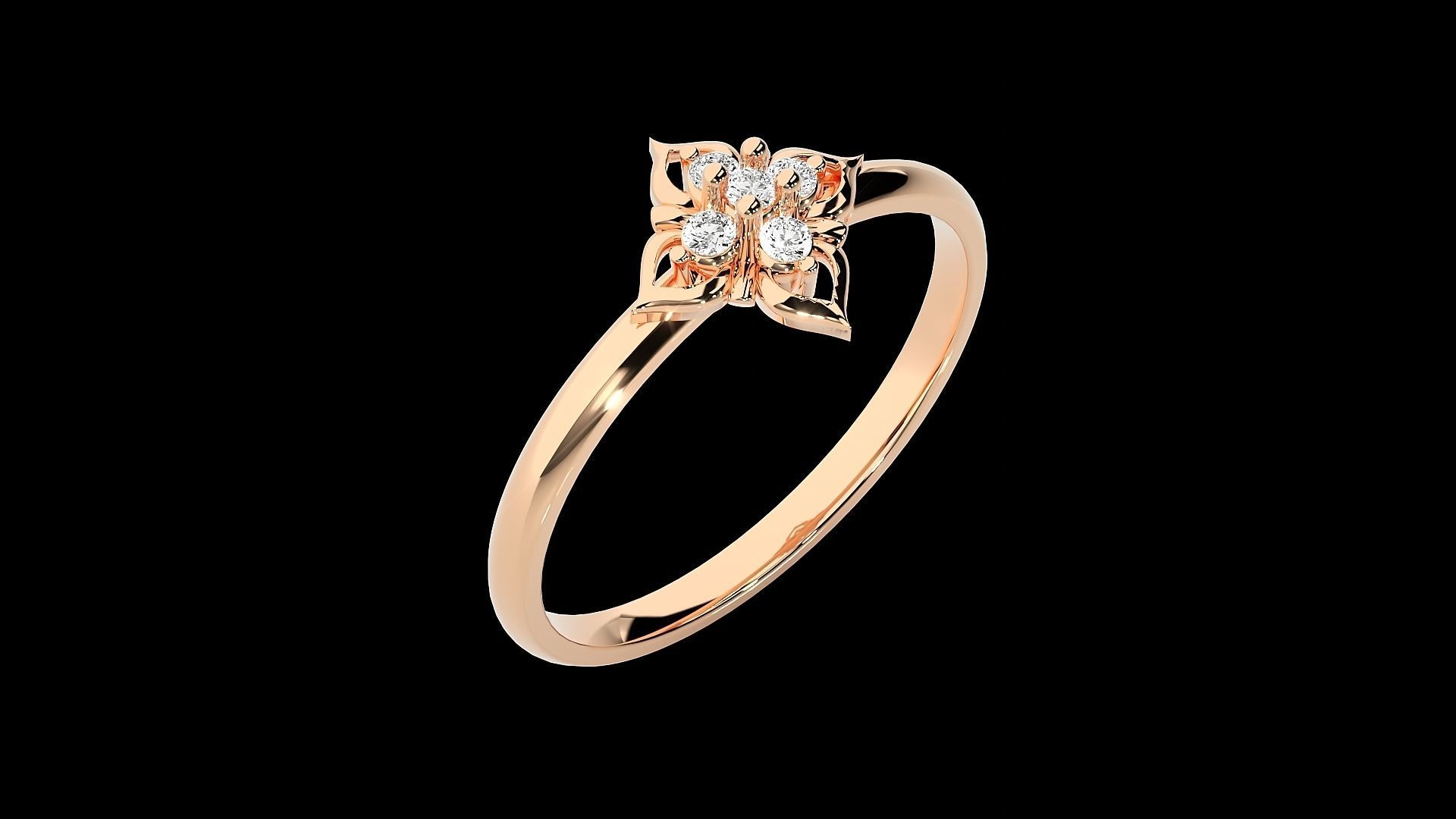 Flower Ultra light wt minimalist Women Ring 3dm stl renders 3D print model_9