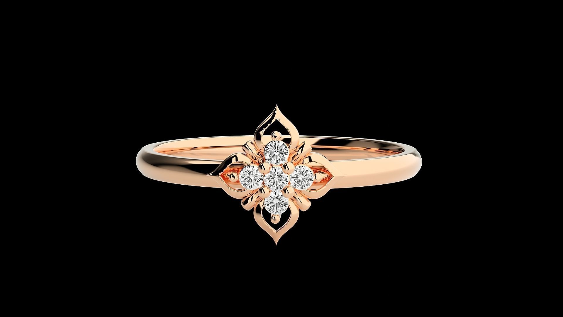 Flower Ultra light wt minimalist Women Ring 3dm stl renders 3D print model_5
