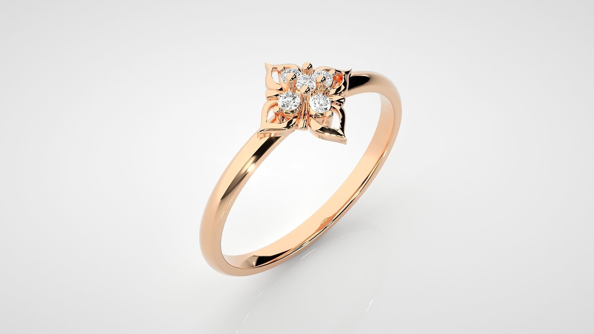 Flower Ultra light wt minimalist Women Ring 3dm stl renders 3D print model_2