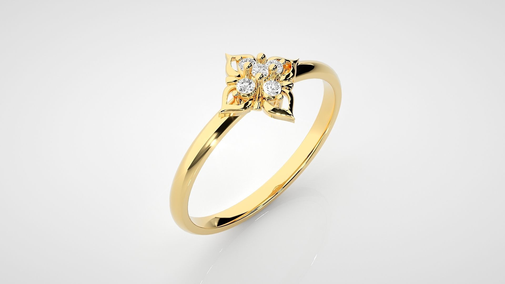 Flower Ultra light wt minimalist Women Ring 3dm stl renders 3D print model_21