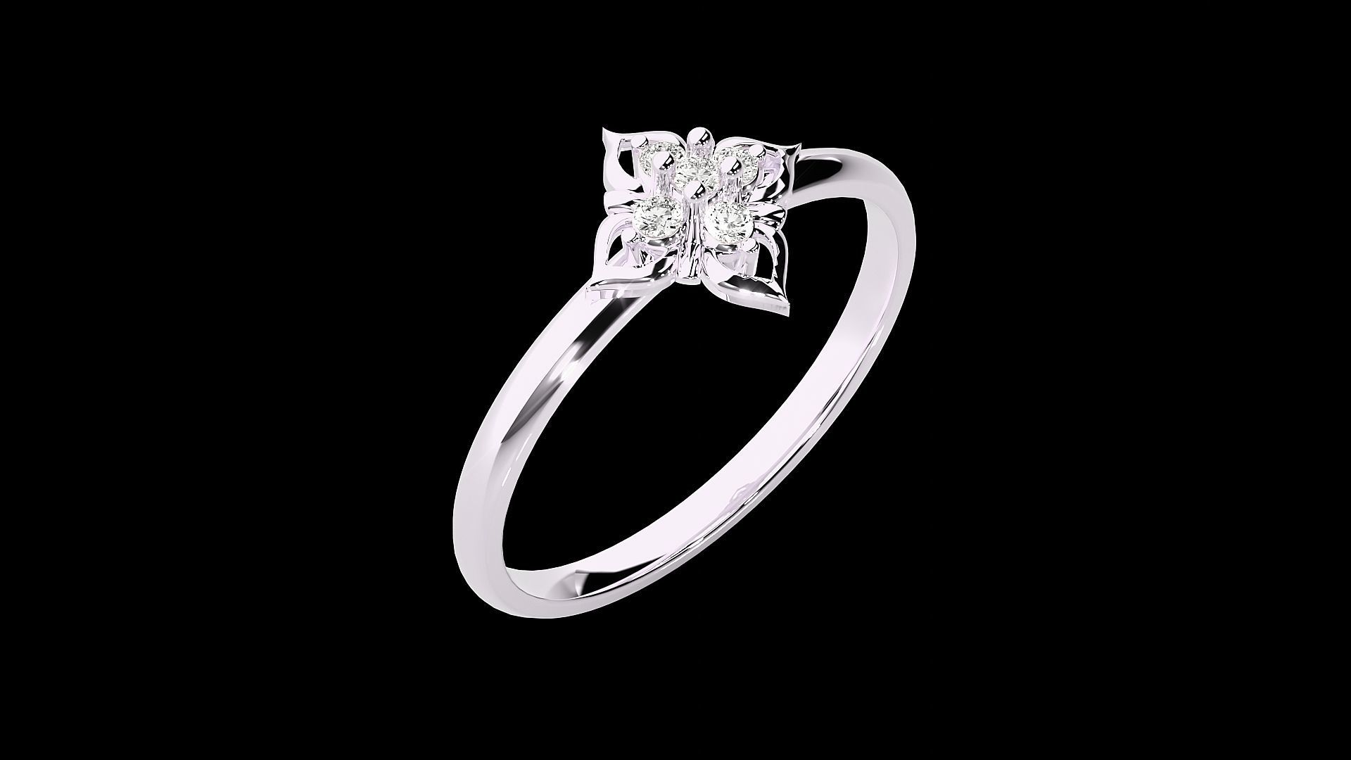 Flower Ultra light wt minimalist Women Ring 3dm stl renders 3D print model_17