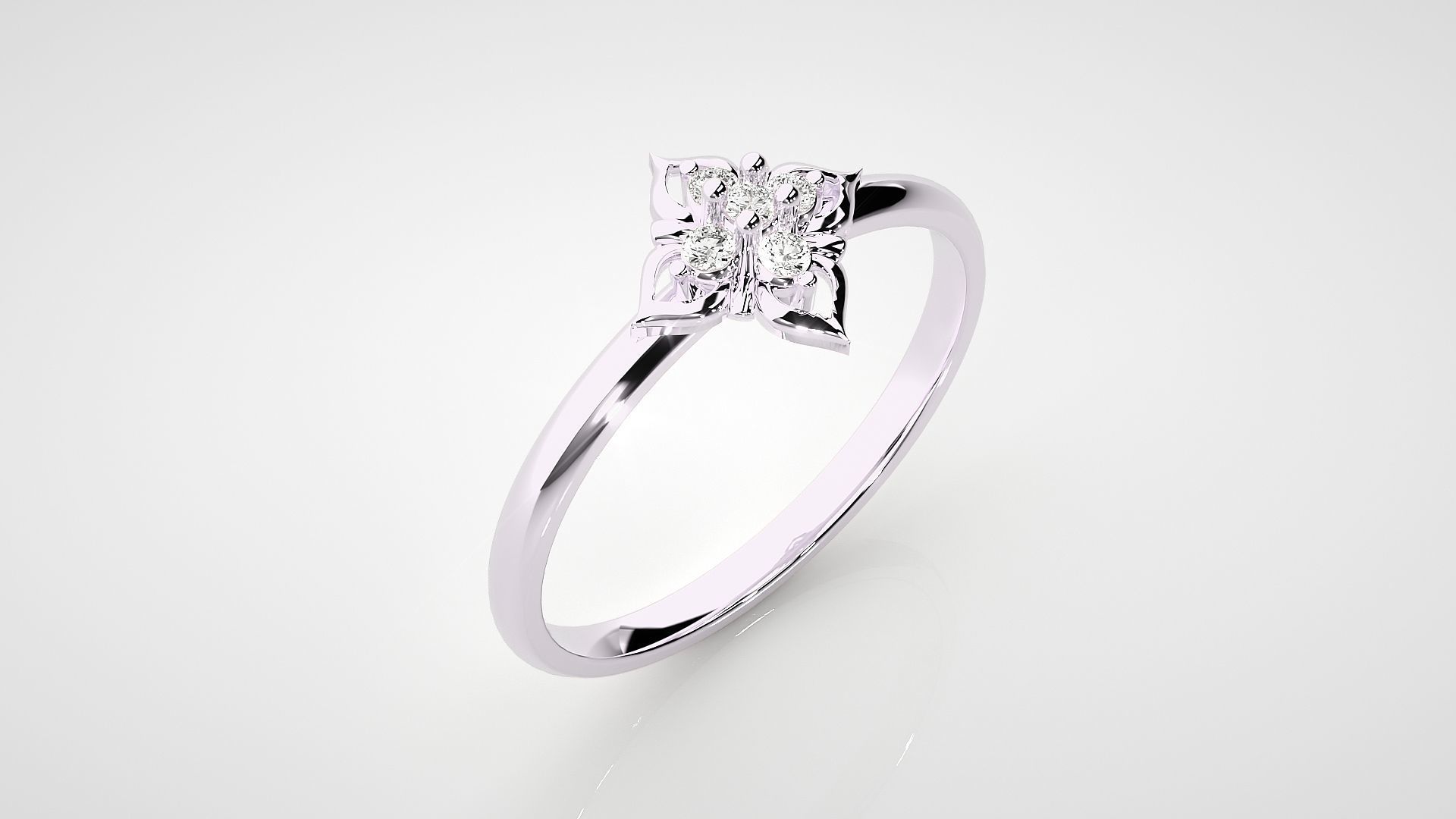 Flower Ultra light wt minimalist Women Ring 3dm stl renders 3D print model_12