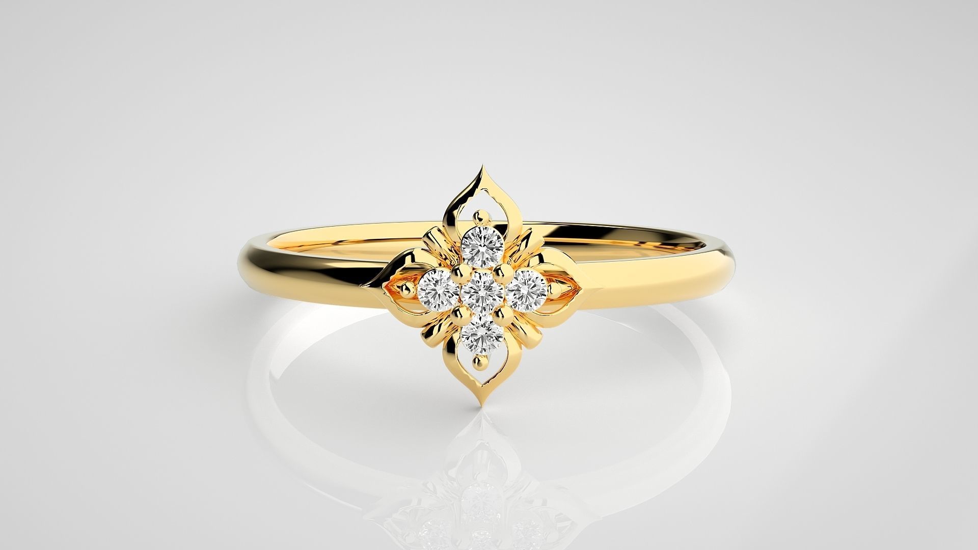 Flower Ultra light wt minimalist Women Ring 3dm stl renders 3D print model_19
