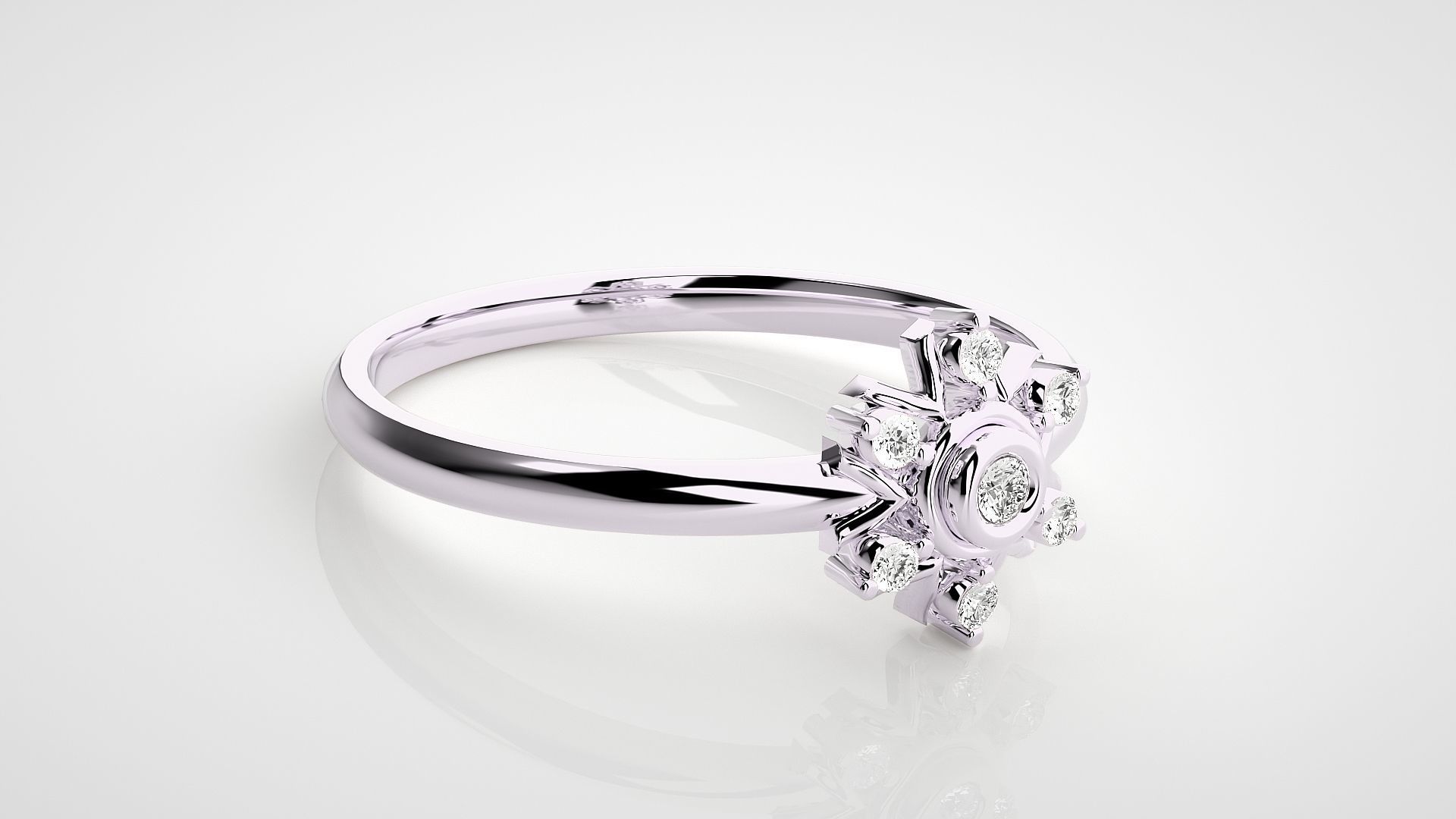 Flower Ultra light wt minimalist Women Ring 3dm stl renders 3D print model_11