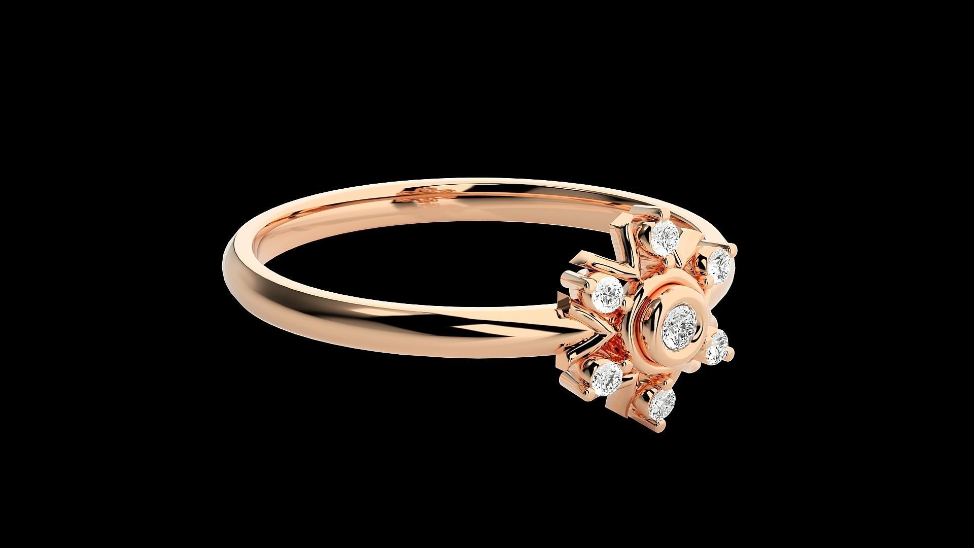 Flower Ultra light wt minimalist Women Ring 3dm stl renders 3D print model_6