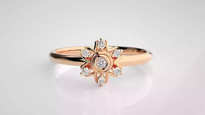 Flower Ultra light wt minimalist Women Ring 3dm stl renders