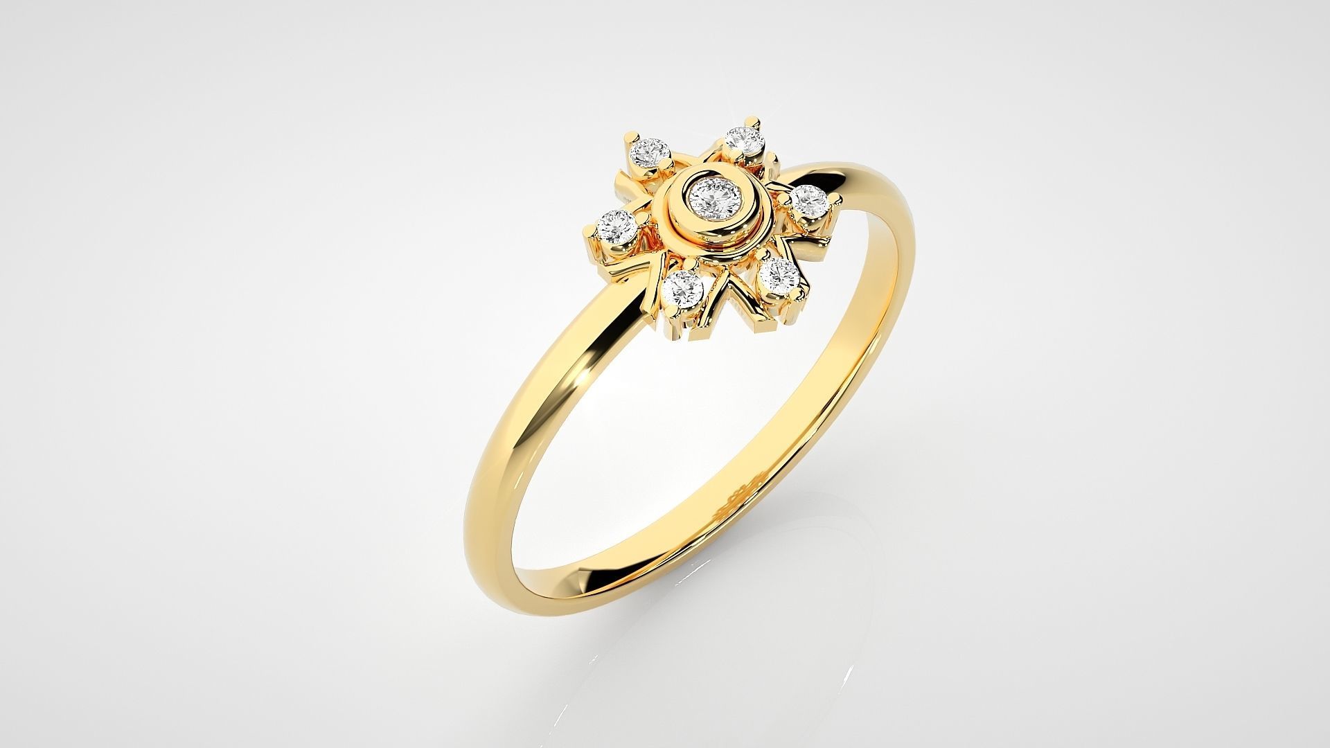 Flower Ultra light wt minimalist Women Ring 3dm stl renders 3D print model_21