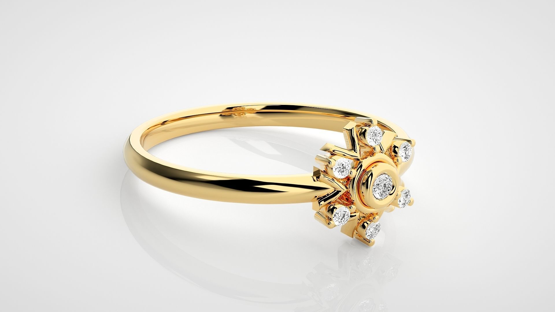 Flower Ultra light wt minimalist Women Ring 3dm stl renders 3D print model_20