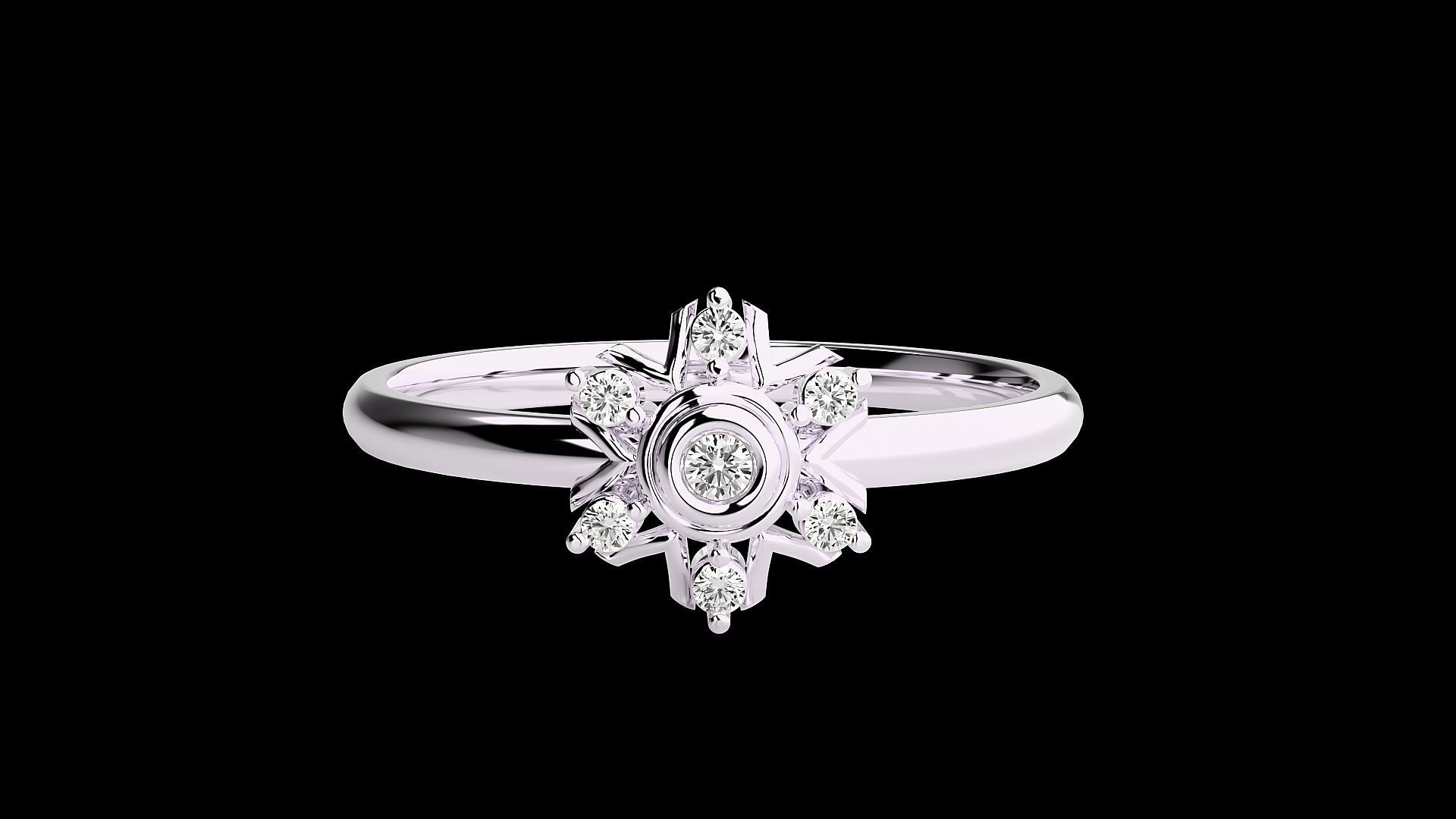 Flower Ultra light wt minimalist Women Ring 3dm stl renders 3D print model_14