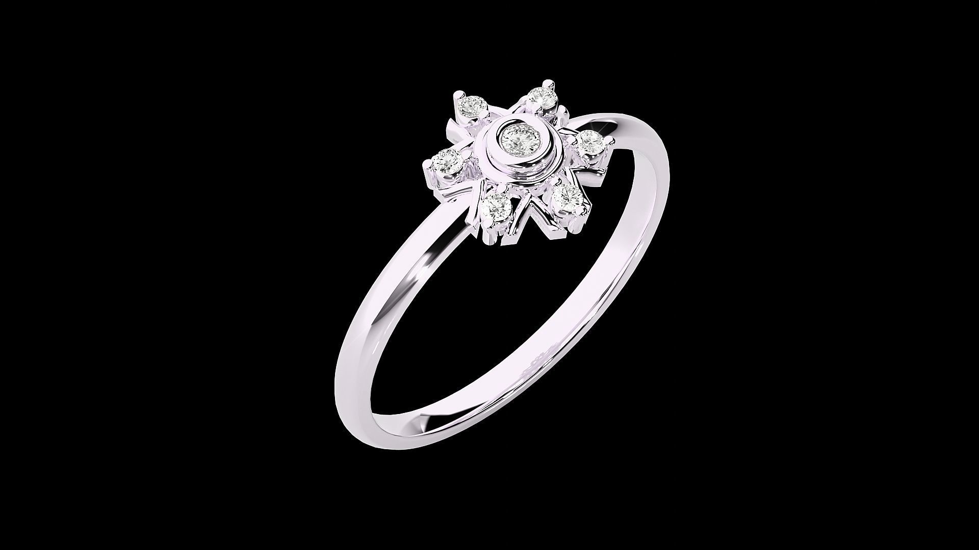 Flower Ultra light wt minimalist Women Ring 3dm stl renders 3D print model_17