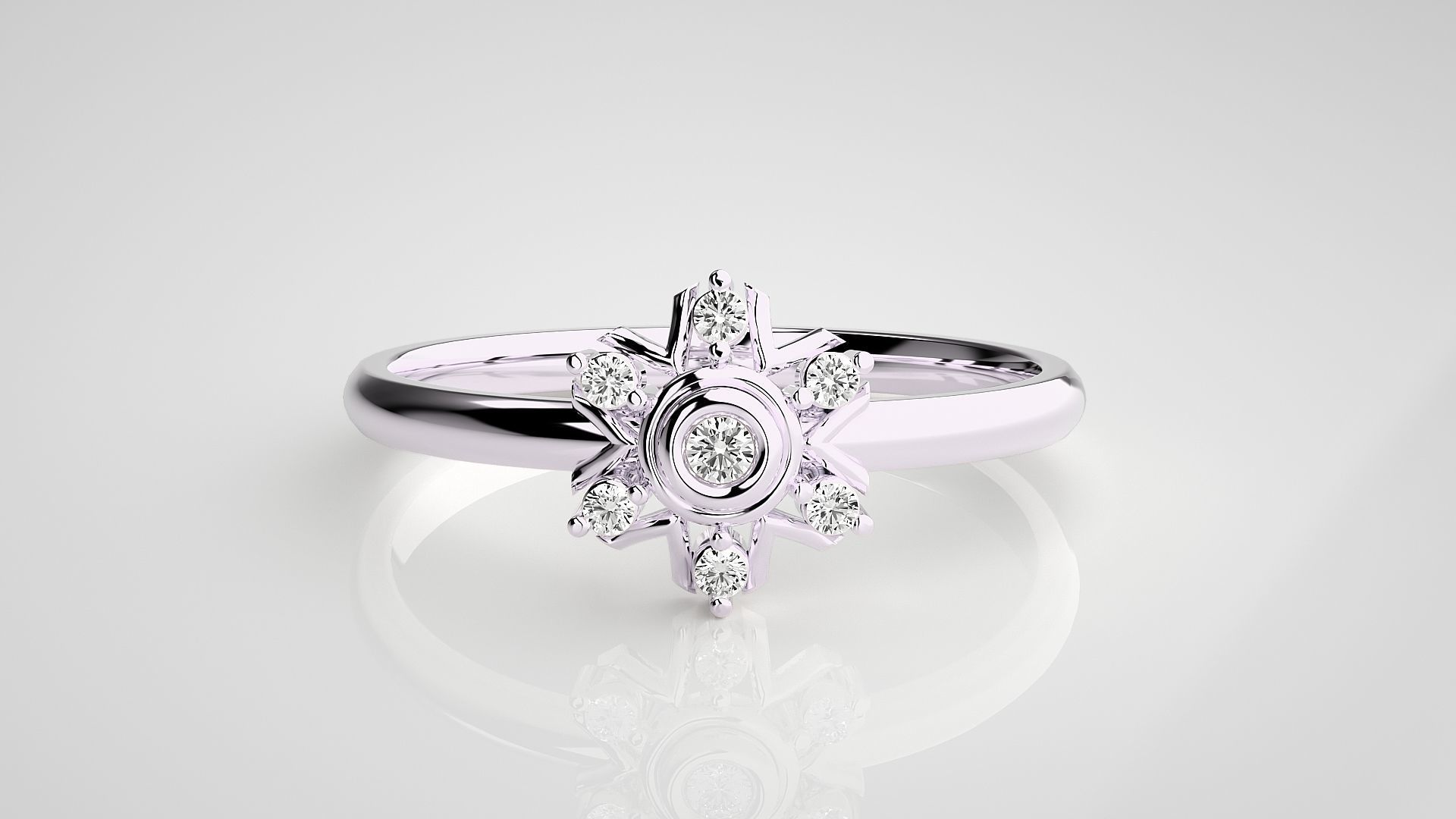 Flower Ultra light wt minimalist Women Ring 3dm stl renders 3D print model_10