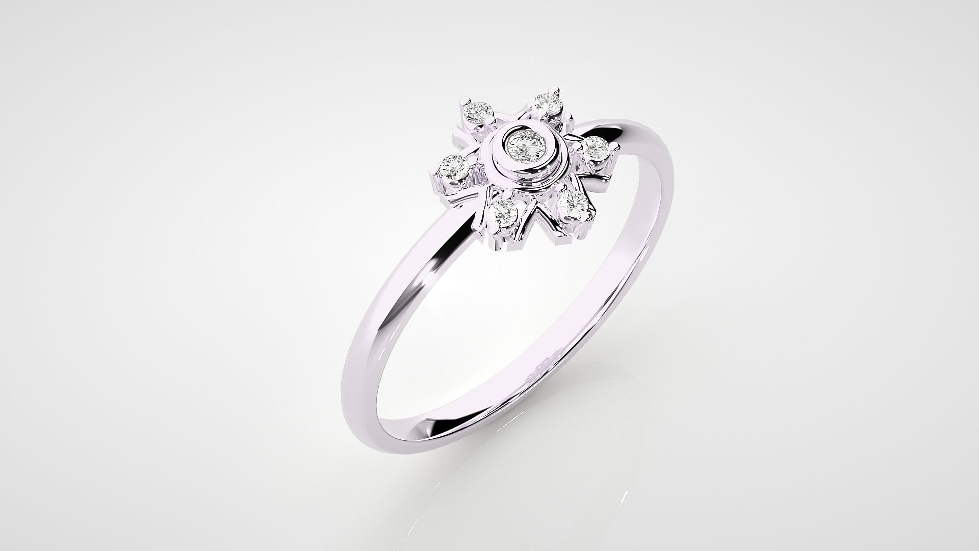 Flower Ultra light wt minimalist Women Ring 3dm stl renders 3D print model_12