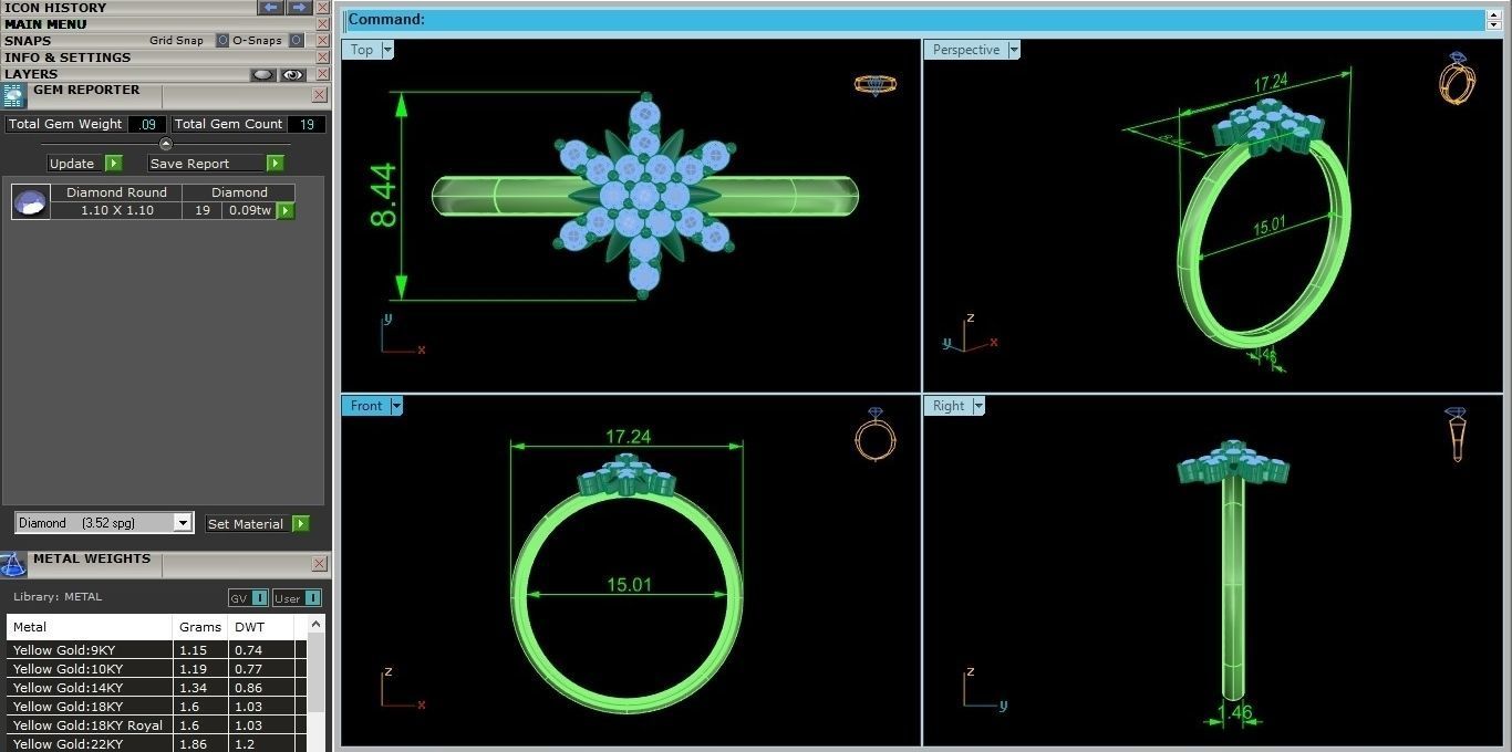 Flower Ultra light wt minimalist Women Ring 3dm stl renders 3D print model_3