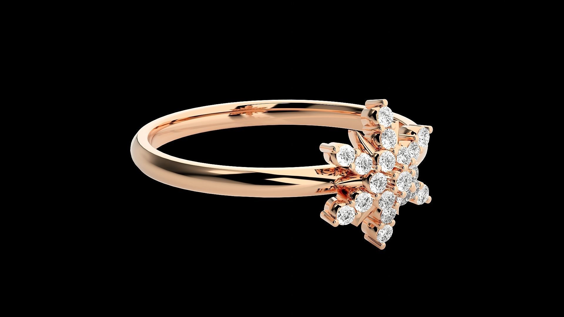 Flower Ultra light wt minimalist Women Ring 3dm stl renders 3D print model_7