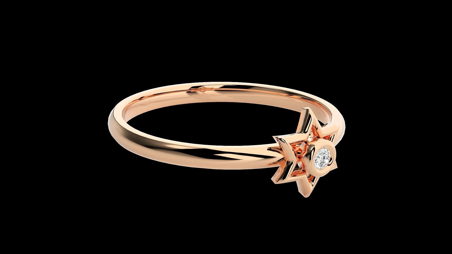 Star Ultra light wt minimalist Women Ring 3dm stl renders 3D print model_7